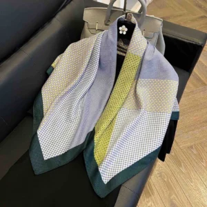 Lavender / yellow / green geometric scarf